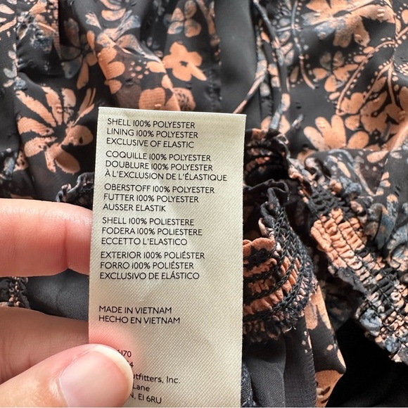 Free People Clarissa Floral Top XS Black Long Sleeve Ruffle High Neck Boho Fairy - Picture 9 of 12